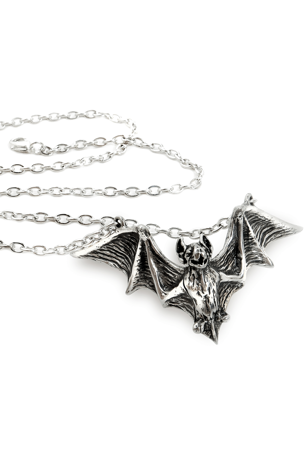 Om Strygia Pewter Bat Pendant with Raised Wings