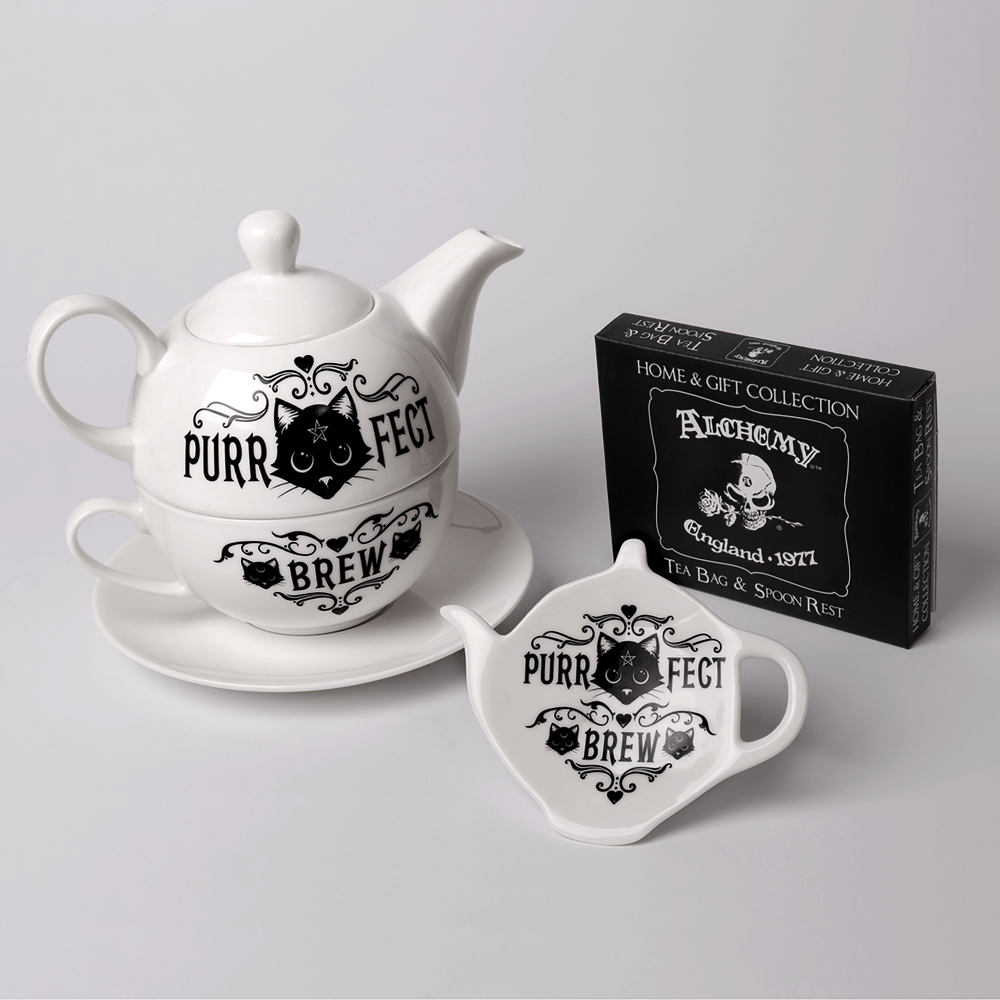 Сonvenient Purrfect Brew Gothic Cat Teapot Spoon Rest
