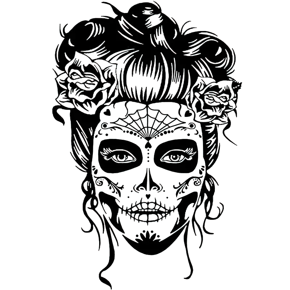 Ornate Floral Sugar Skull Gothic Vinyl Wall Decal