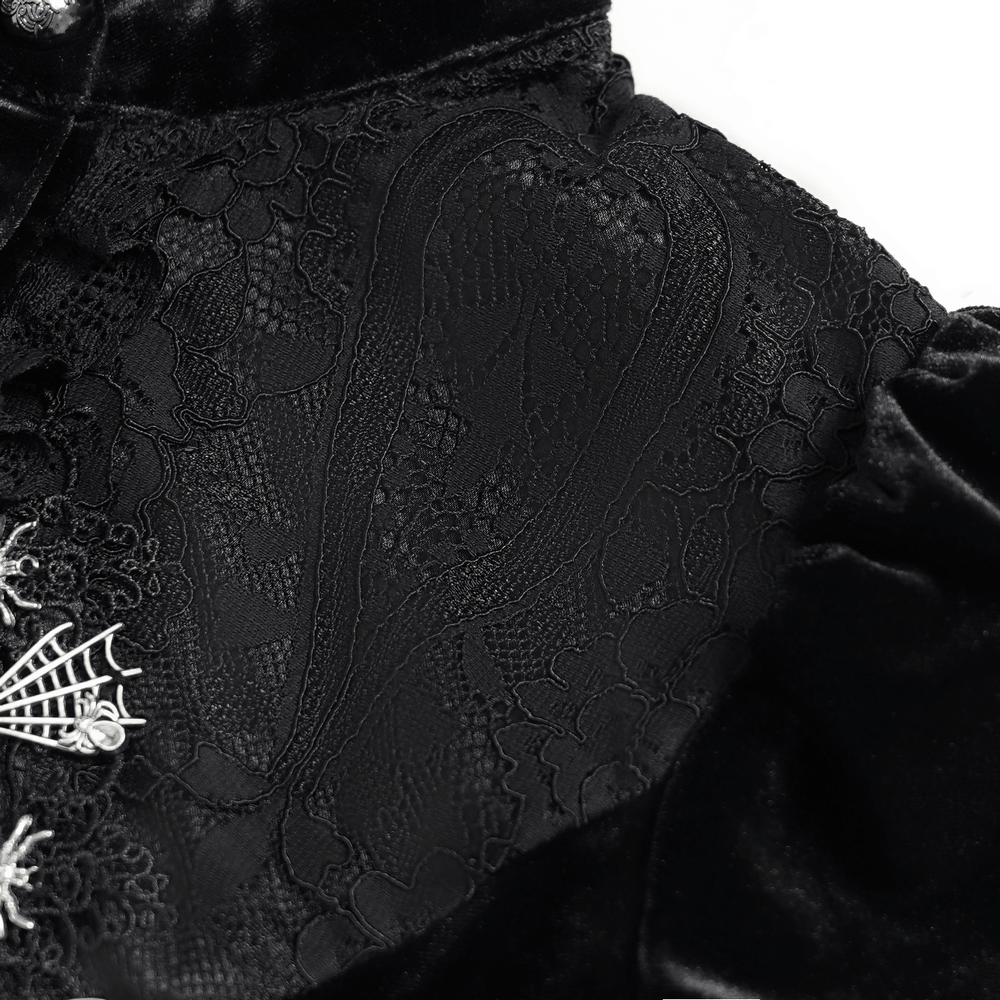 Ornate Gothic Blouse with Lace and Ruffled Cuffs