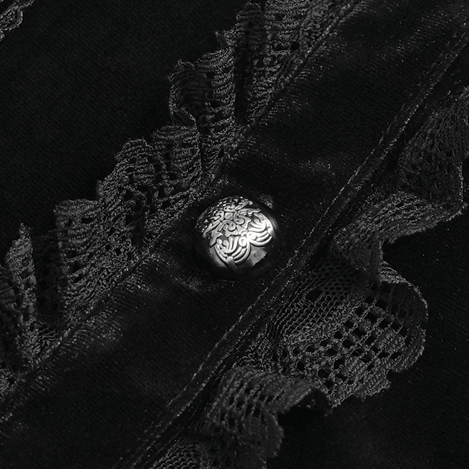 Ornate Gothic Blouse with Lace and Ruffled Cuffs