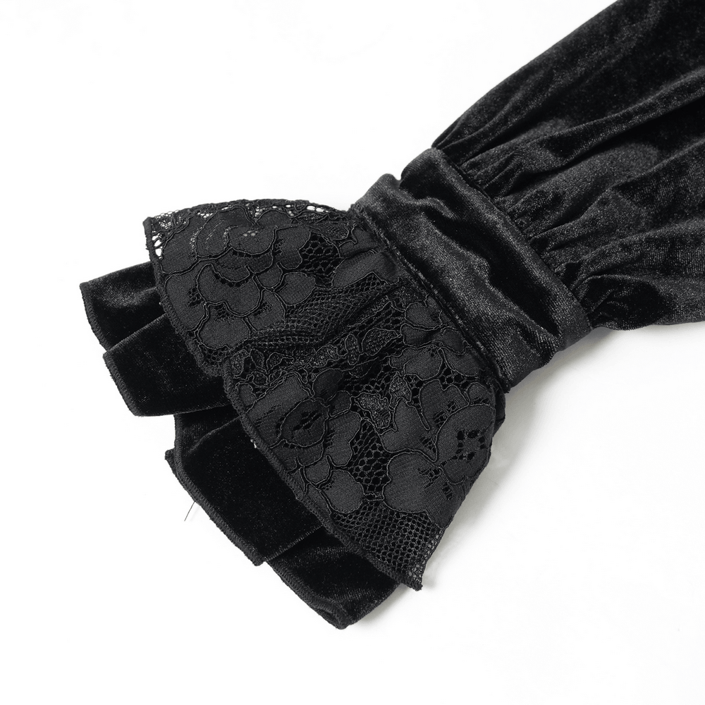 Ornate Gothic Blouse with Lace and Ruffled Cuffs