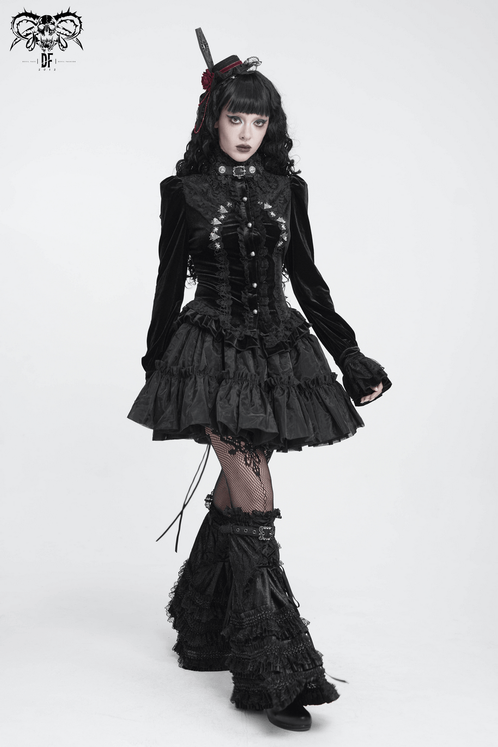 Ornate Gothic Blouse with Lace and Ruffled Cuffs