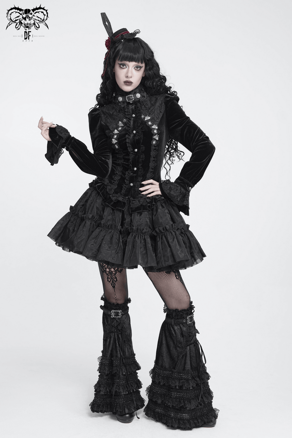Ornate Gothic Blouse with Lace and Ruffled Cuffs