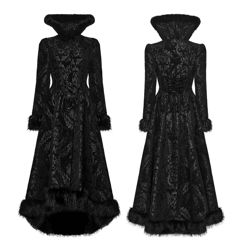 Ornate Victorian Coat with Faux Fur Trim and Corset Lacing
