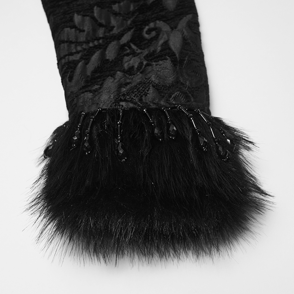 Ornate Victorian Coat with Faux Fur Trim and Corset Lacing