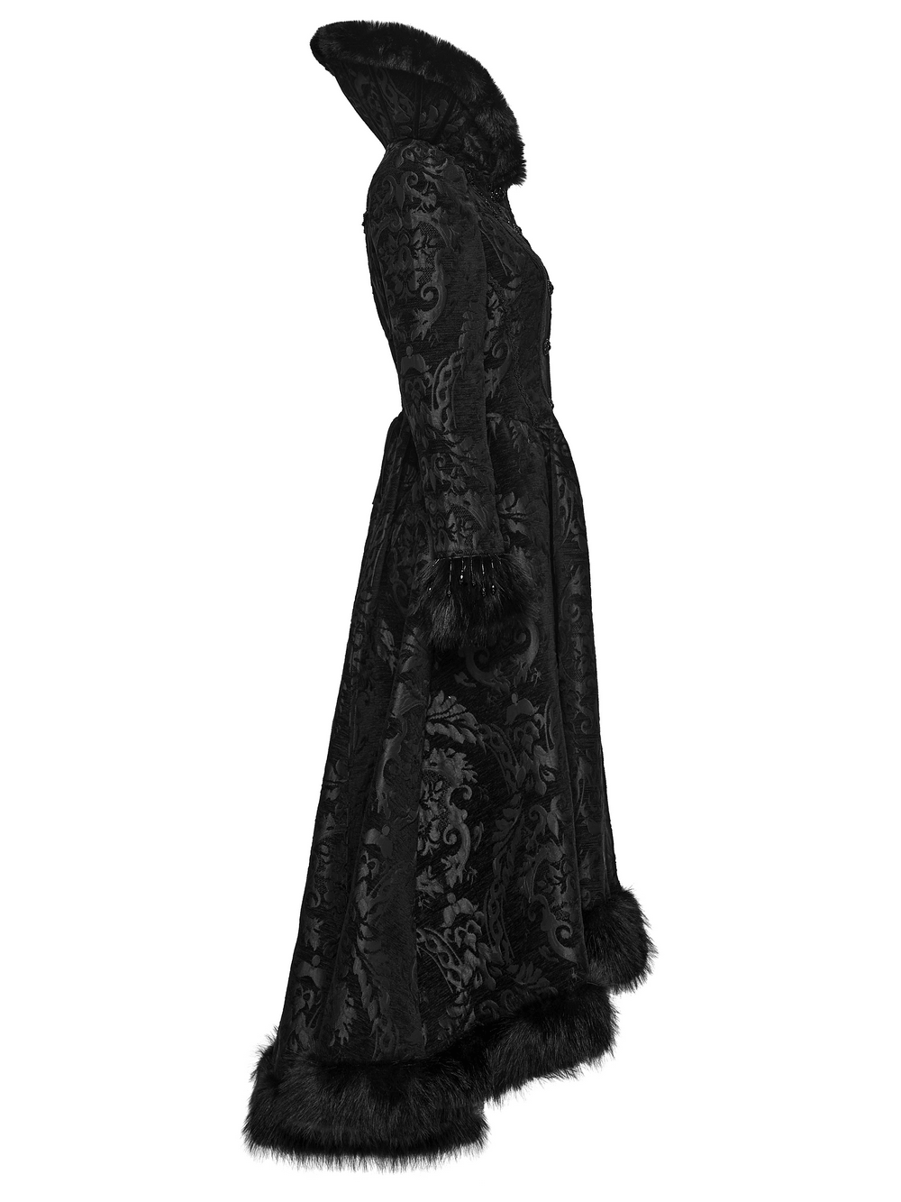 Ornate Victorian Coat with Faux Fur Trim and Corset Lacing