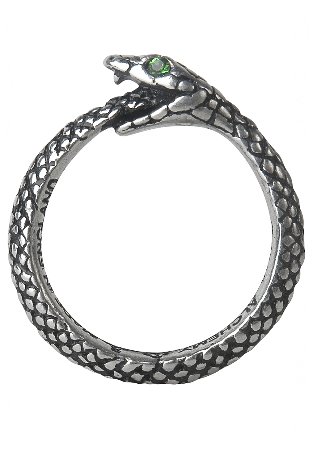 Ouroboros Sophia Serpent Ring with Green Austrian Crystal