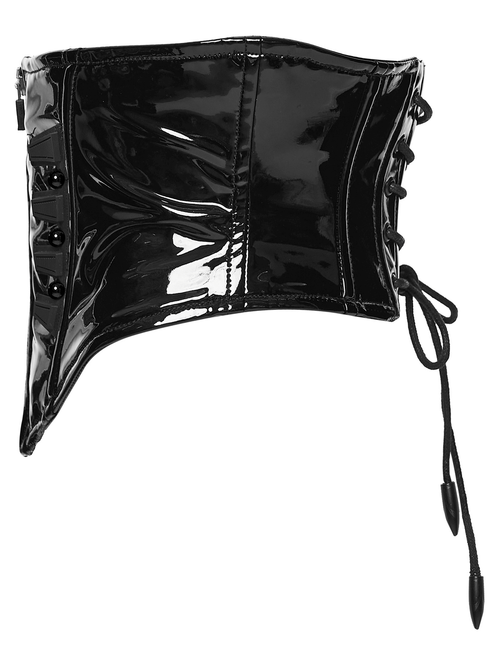 Patent Leather Corset Belt with Zipper for Women