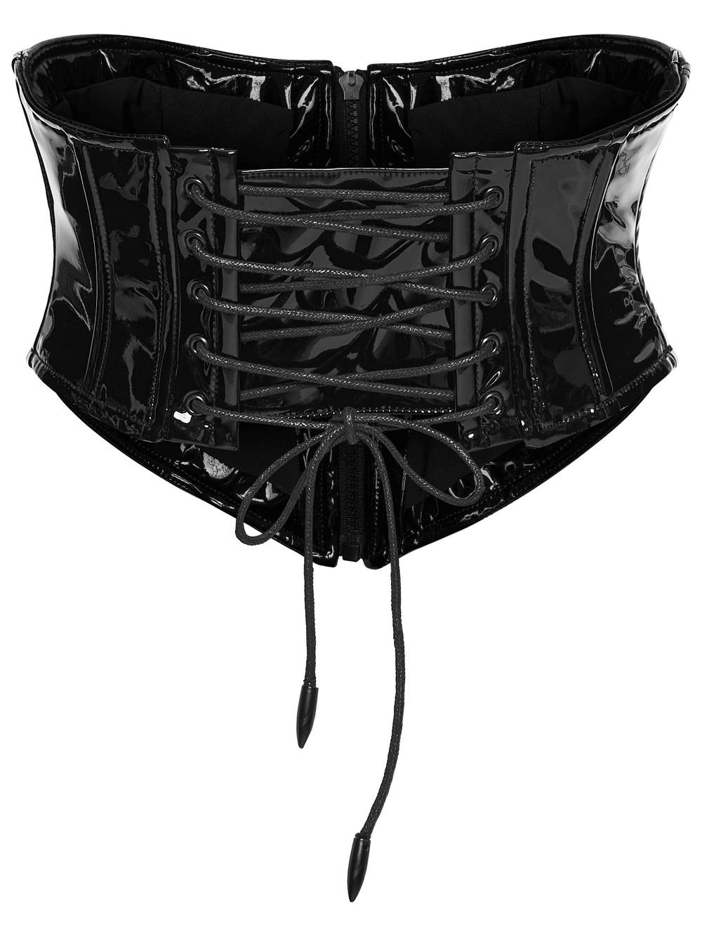 Patent Leather Corset Belt with Zipper for Women