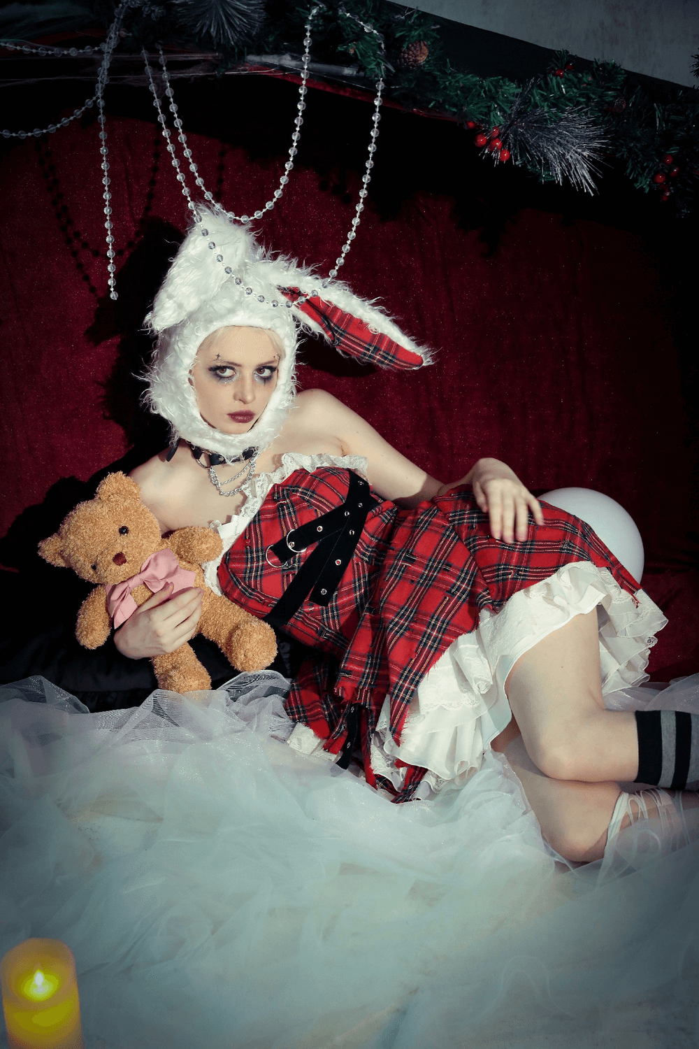 Plaid Corset Dress with Punk-Inspired Strap Details