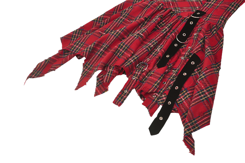 Plaid Corset Dress with Punk-Inspired Strap Details