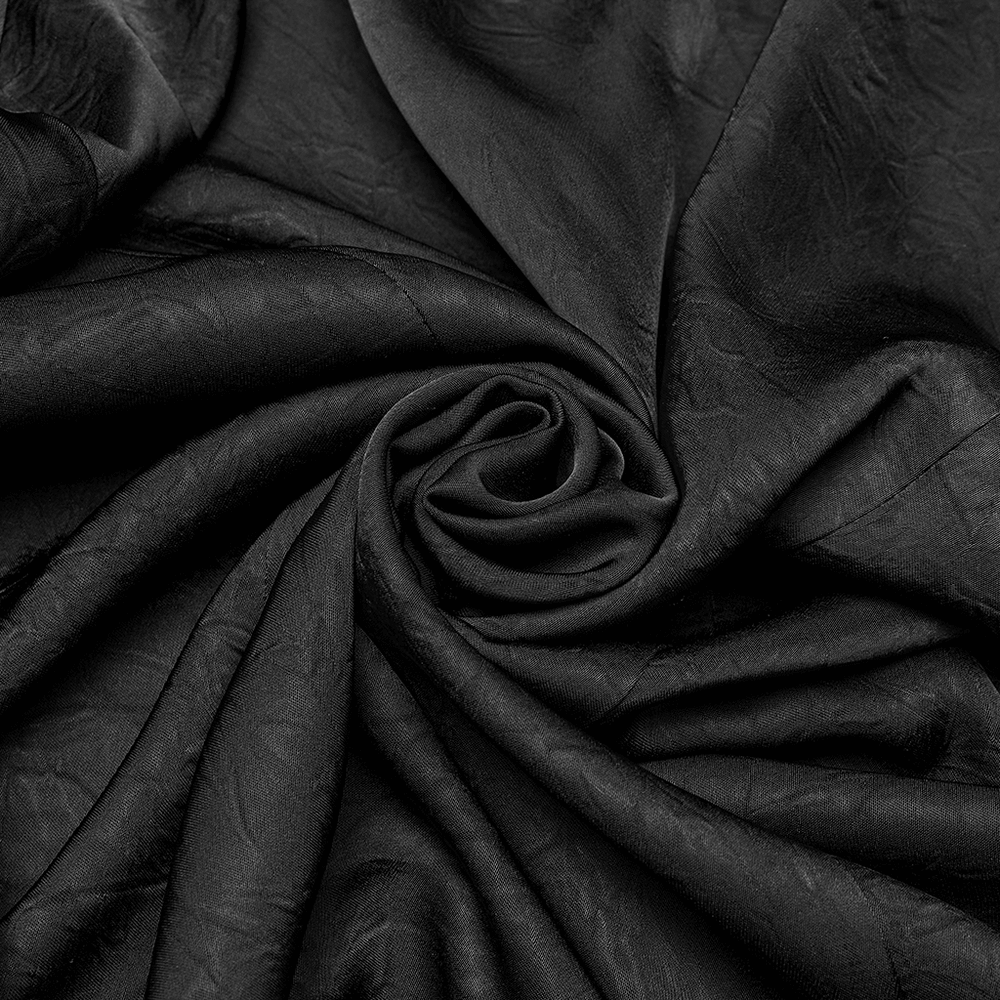 Pleated Gothic Button-Up Shirt with Glossy Accents