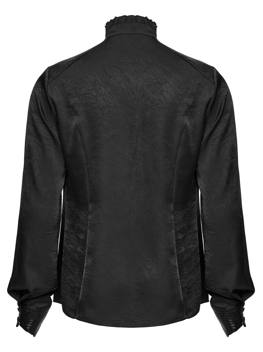 Pleated Gothic Button-Up Shirt with Glossy Accents