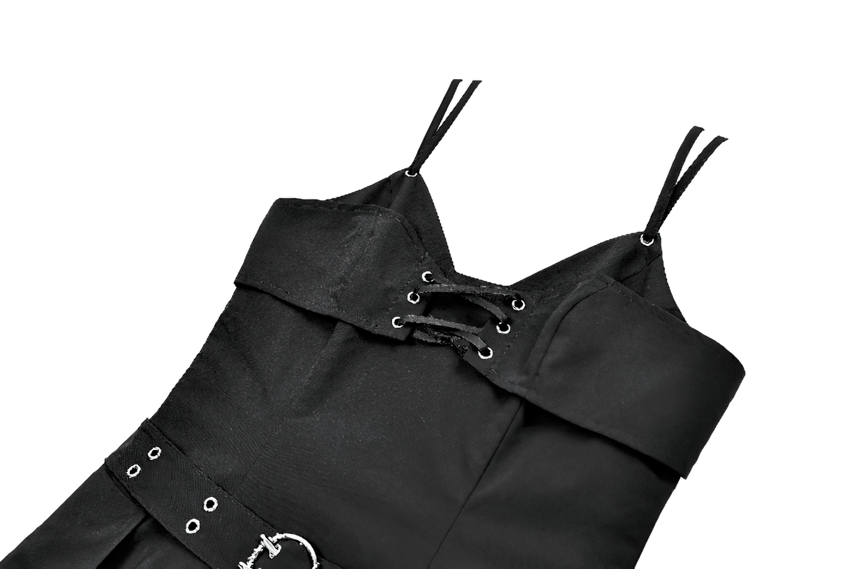 Pleated Mini Dress with Corset Lace-Up Back Detail