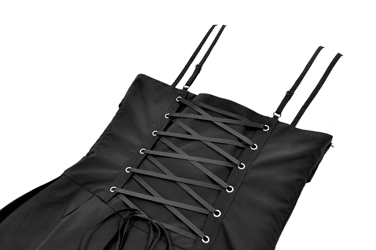 Pleated Mini Dress with Corset Lace-Up Back Detail