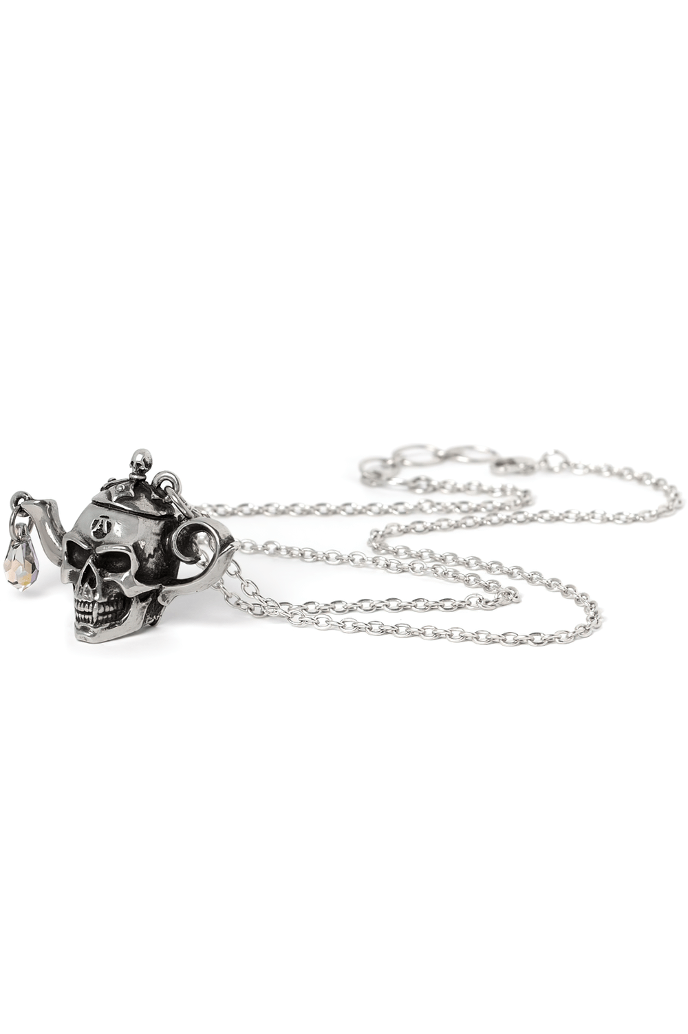 Poison Brew Skull Teapot Pendant with Crystal Drop