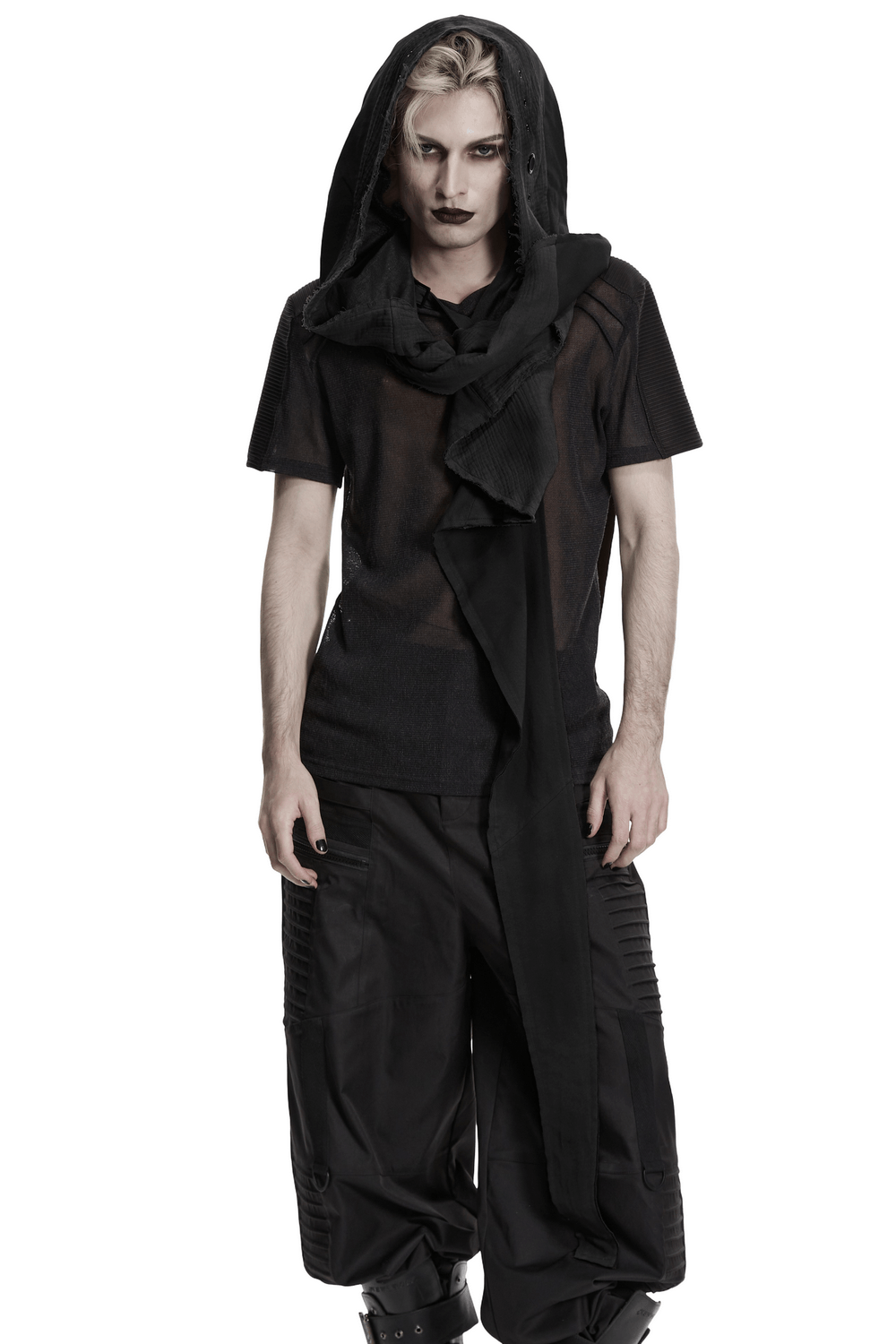 Post-Apocalyptic Gothic Black Hooded Cape Vest
