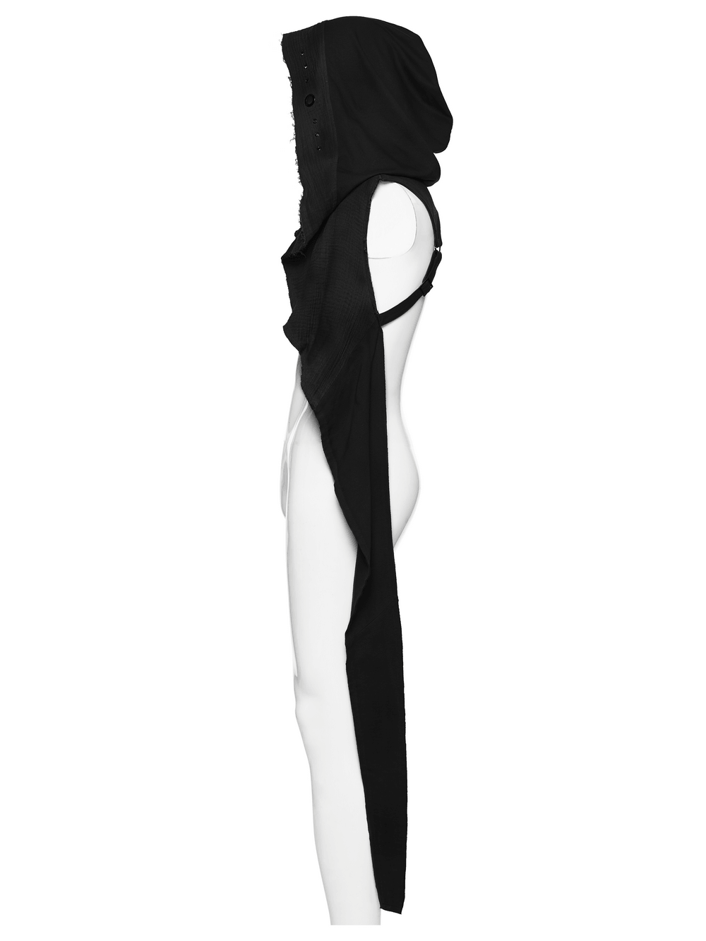 Post-Apocalyptic Gothic Black Hooded Cape Vest