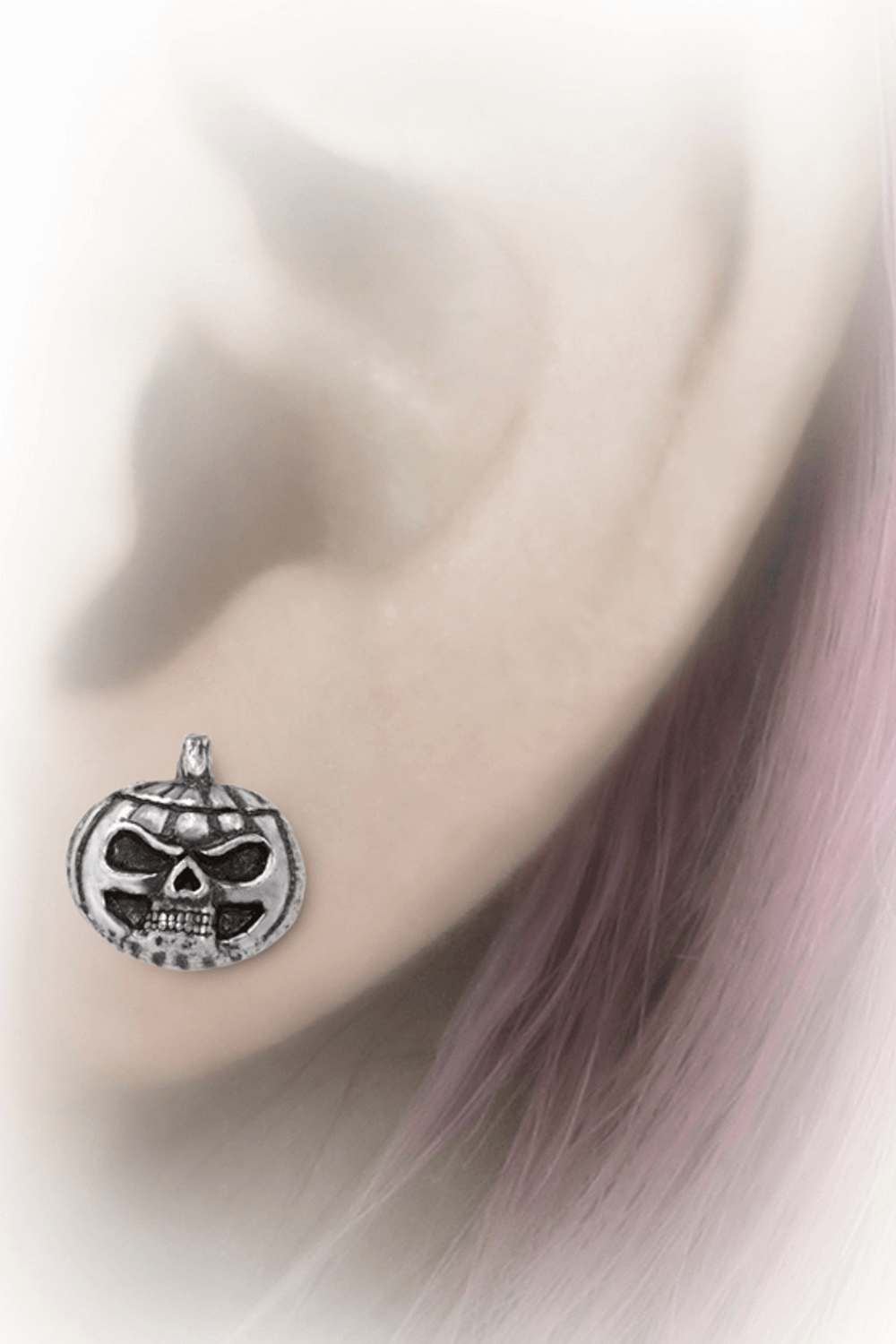 Pumpkin Skull Studs for Gothic and Halloween Lovers