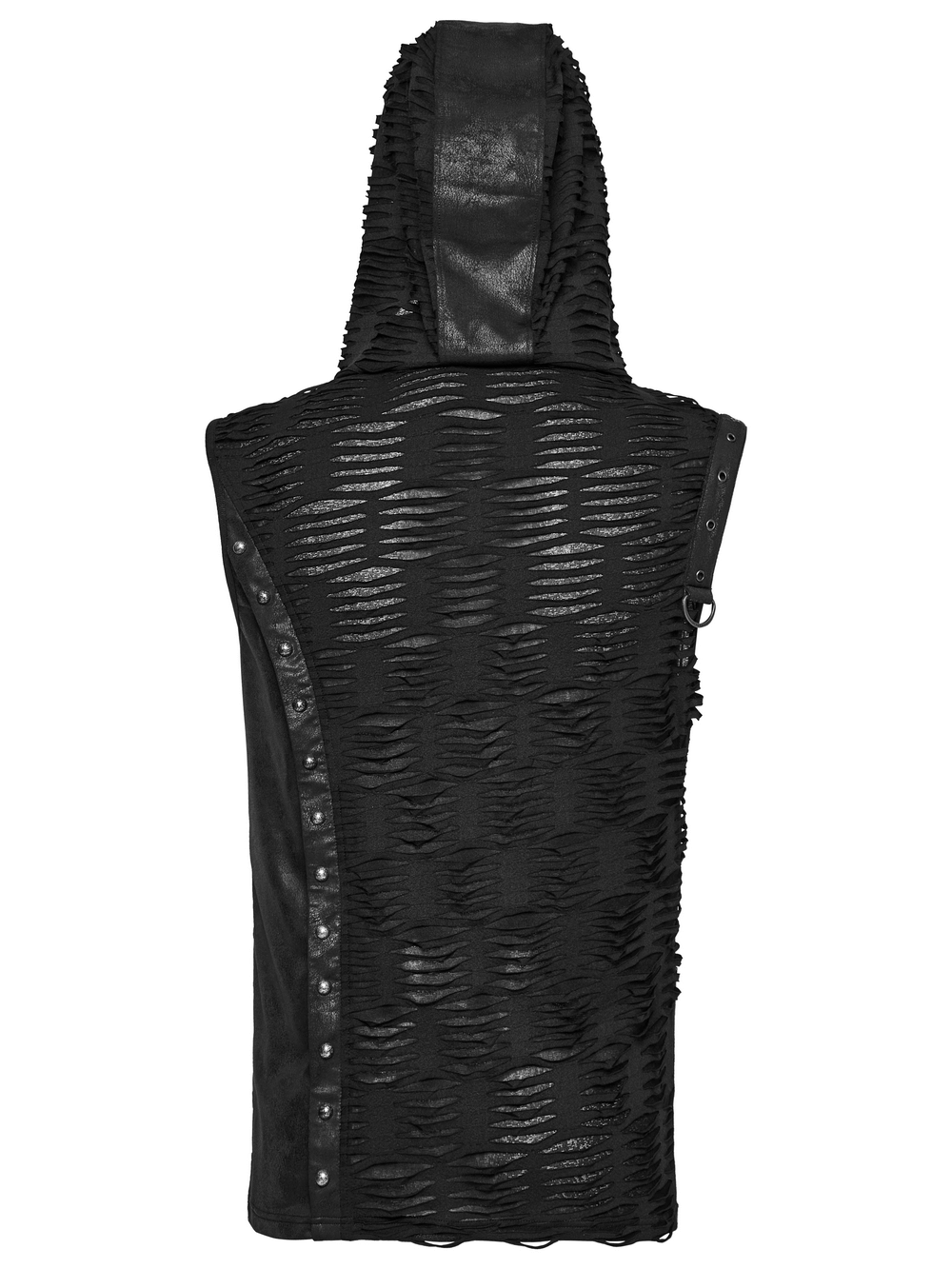 Punk Asymmetrical Splicing Hooded Top with Rivets
