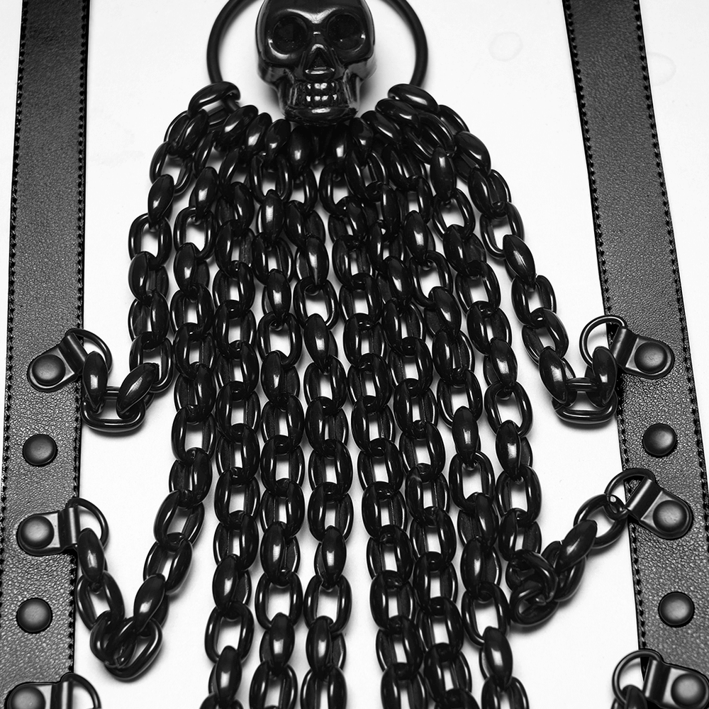 Punk Bat Skull Chain Harness with Detachable Bow