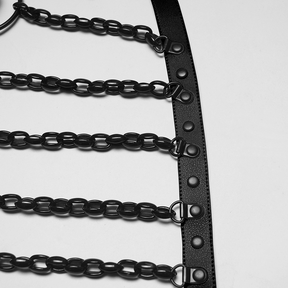 Punk Bat Skull Chain Harness with Detachable Bow