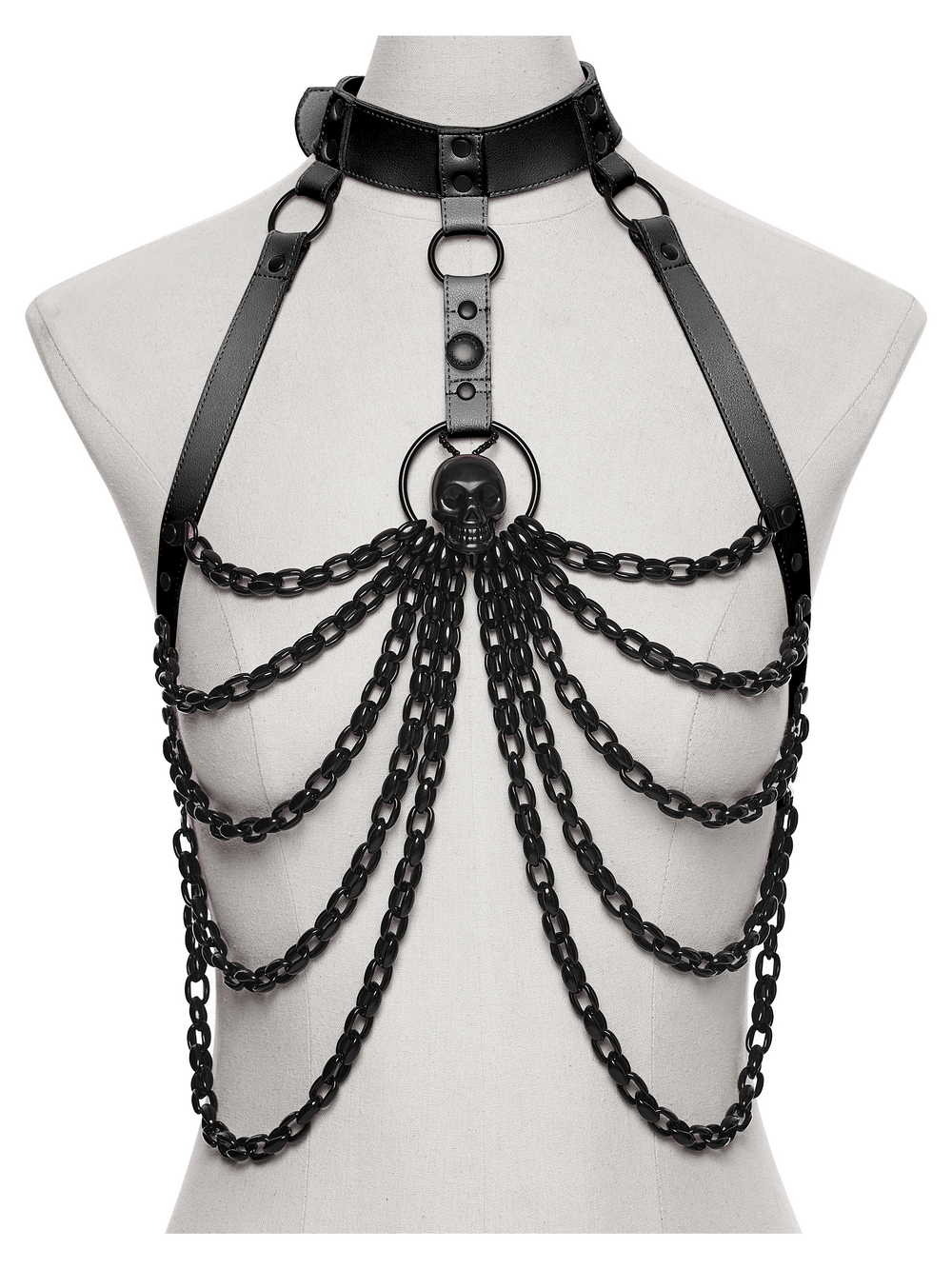 Punk Bat Skull Chain Harness with Detachable Bow