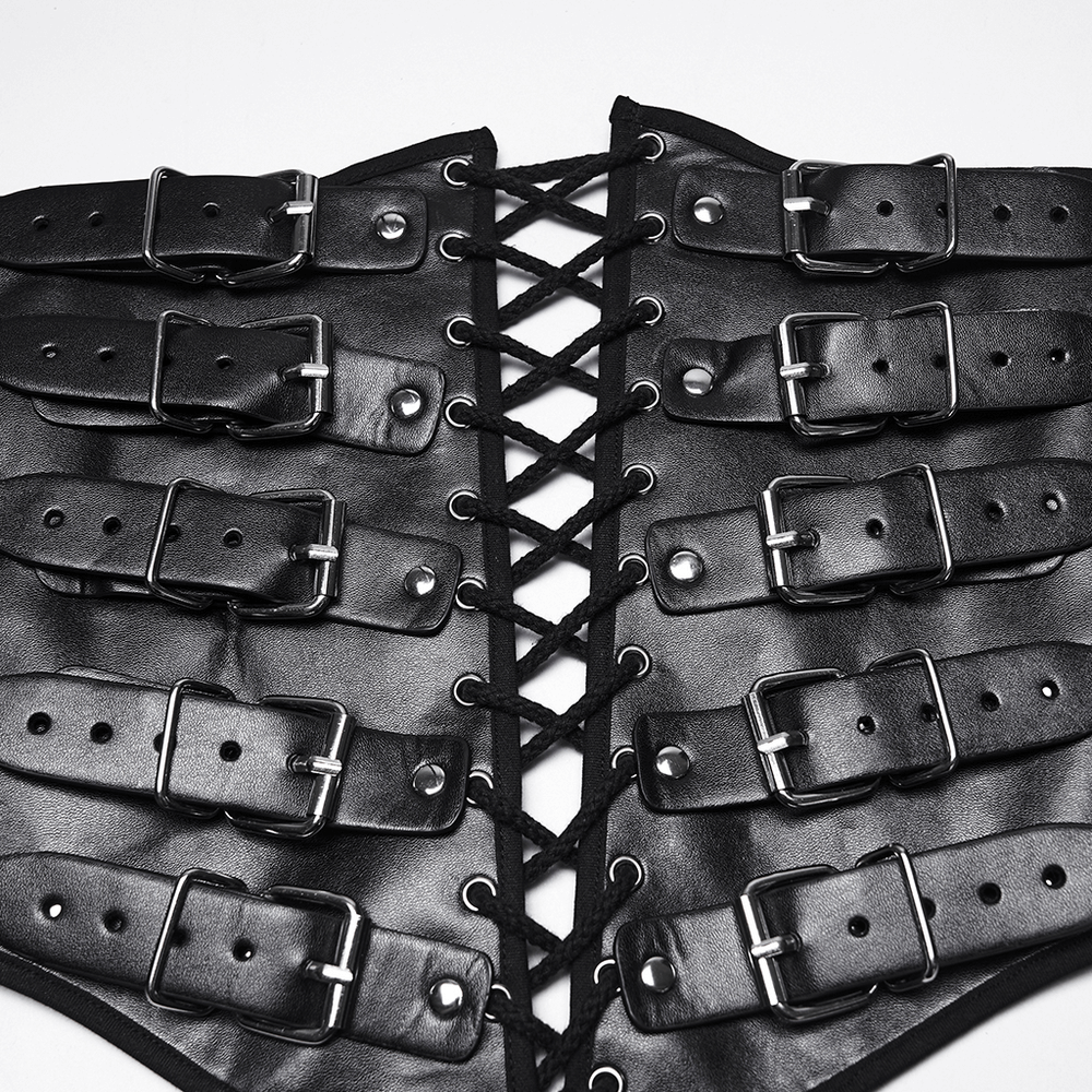 Punk Black Corset Belt with Buckles and Laces