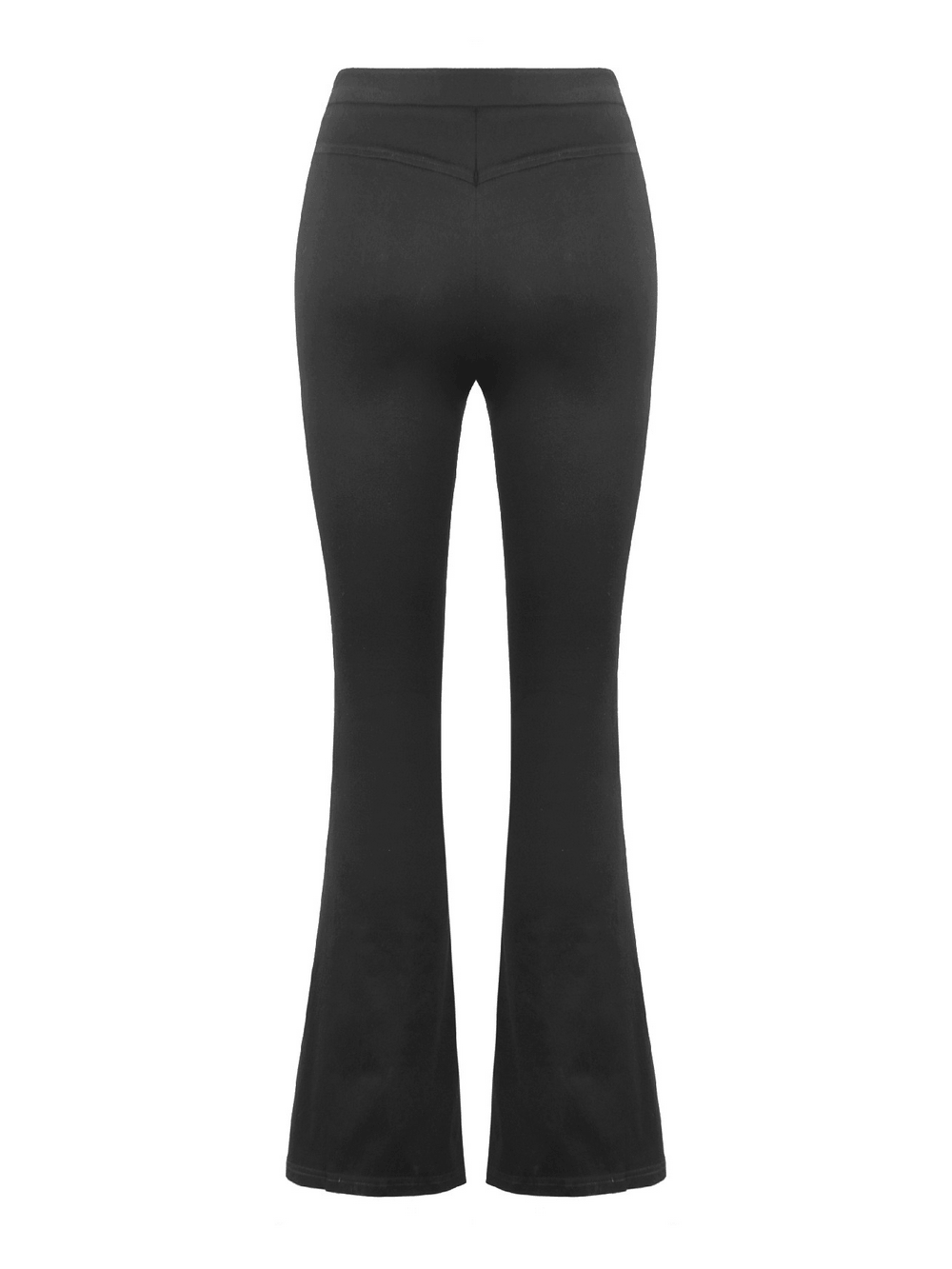 Punk Black Flared Pants with Mesh Cutout and Straps