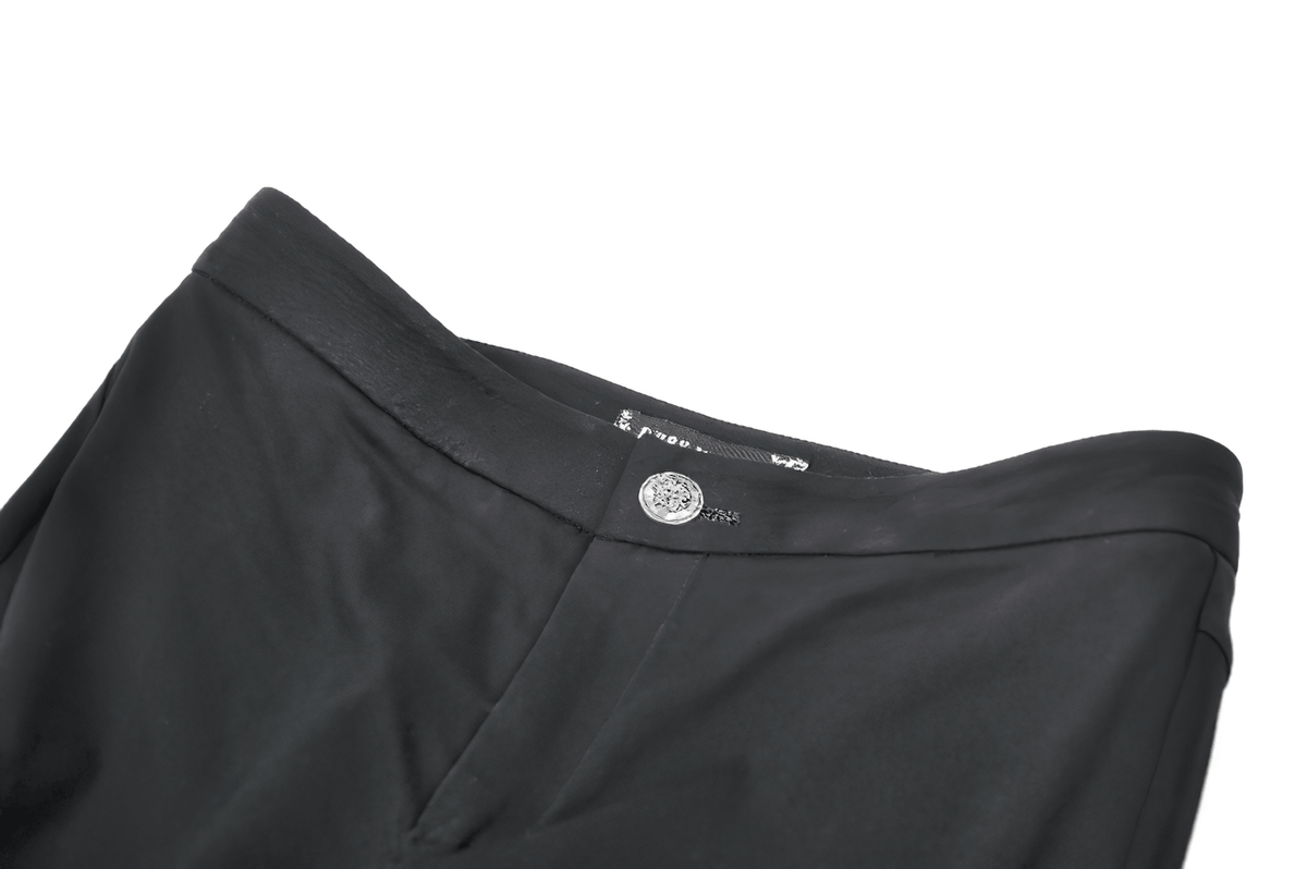 Punk Black Flared Pants with Mesh Cutout and Straps
