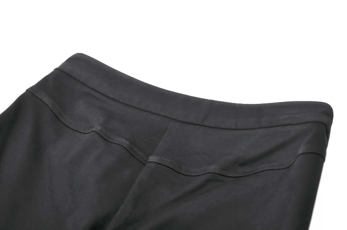 Punk Black Flared Pants with Mesh Cutout and Straps