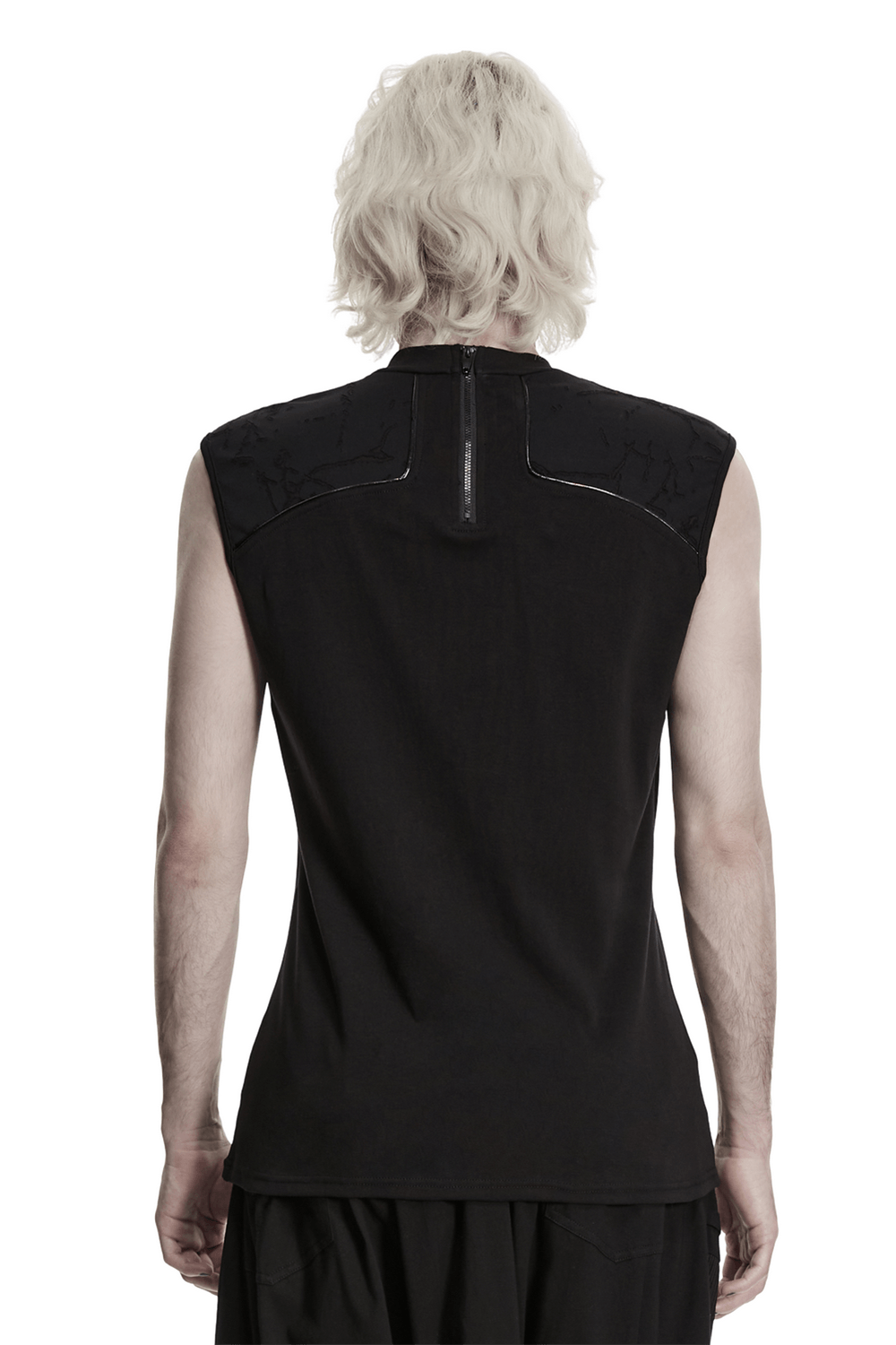 Punk Black Minimalist Cross Sleeveless Gothic Top