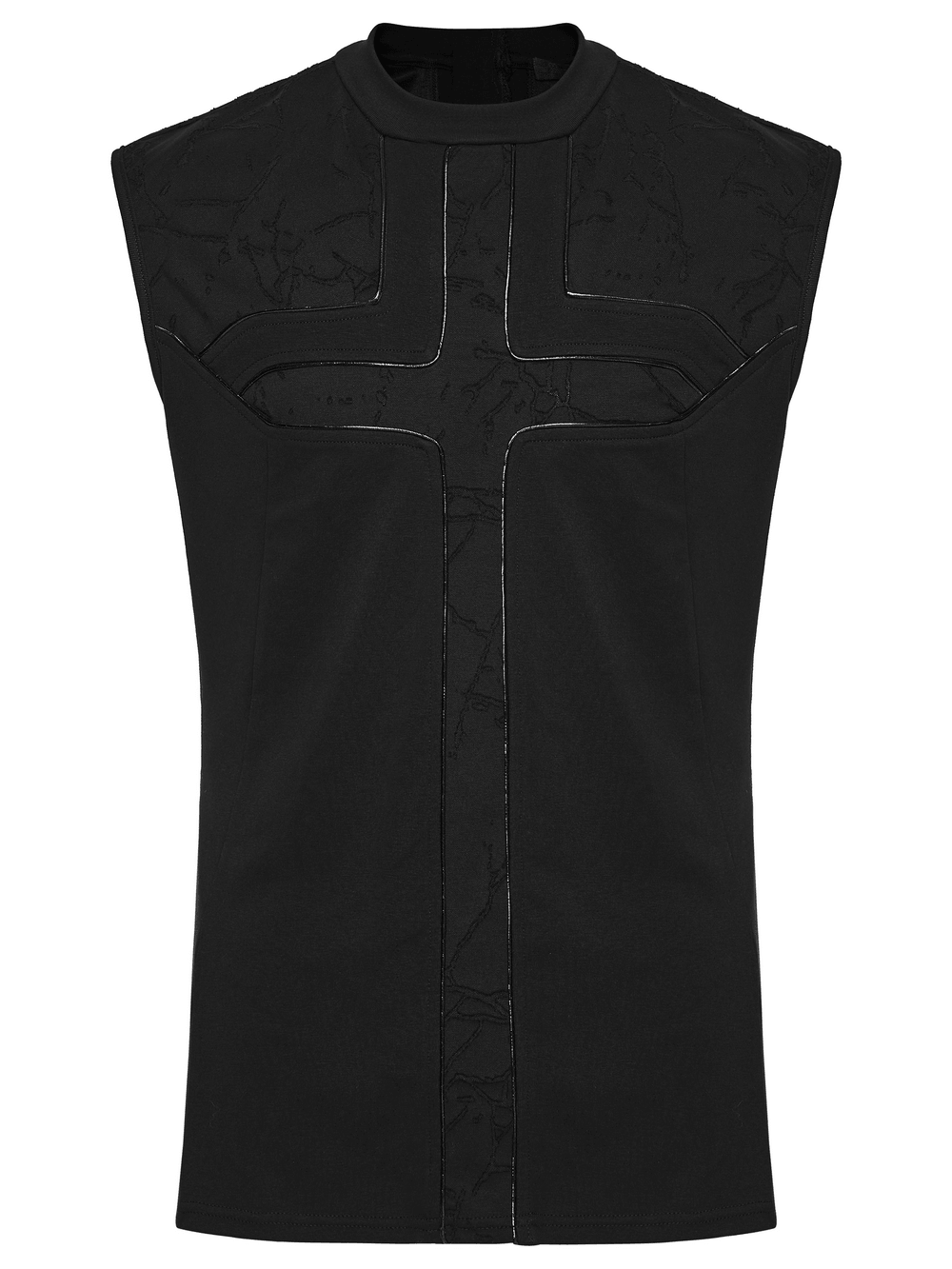 Punk Black Minimalist Cross Sleeveless Gothic Top