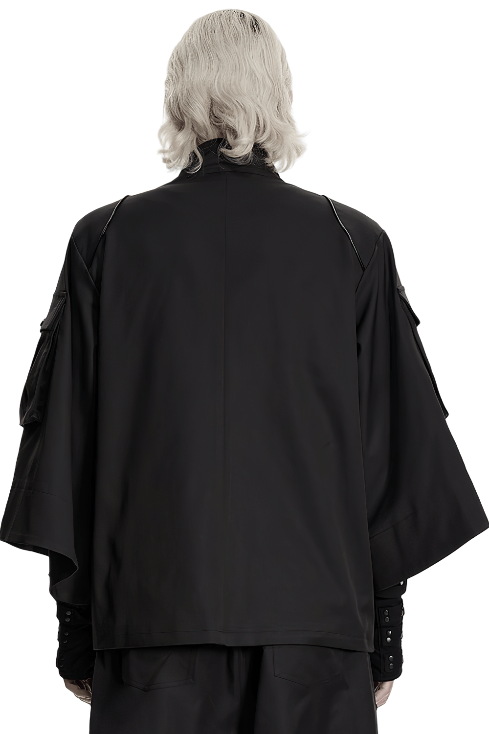Punk Black Techwear Utility Jacket with Straps