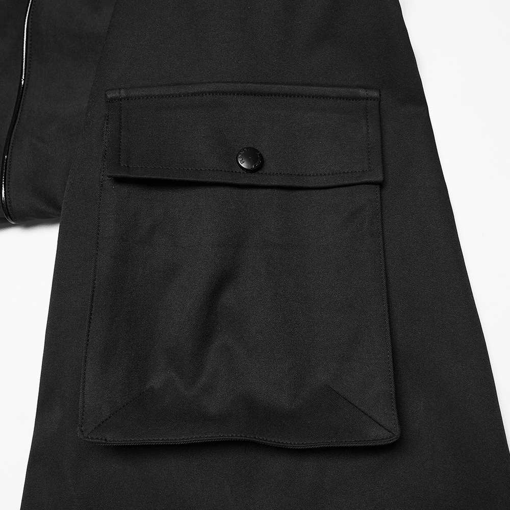 Punk Black Techwear Utility Jacket with Straps