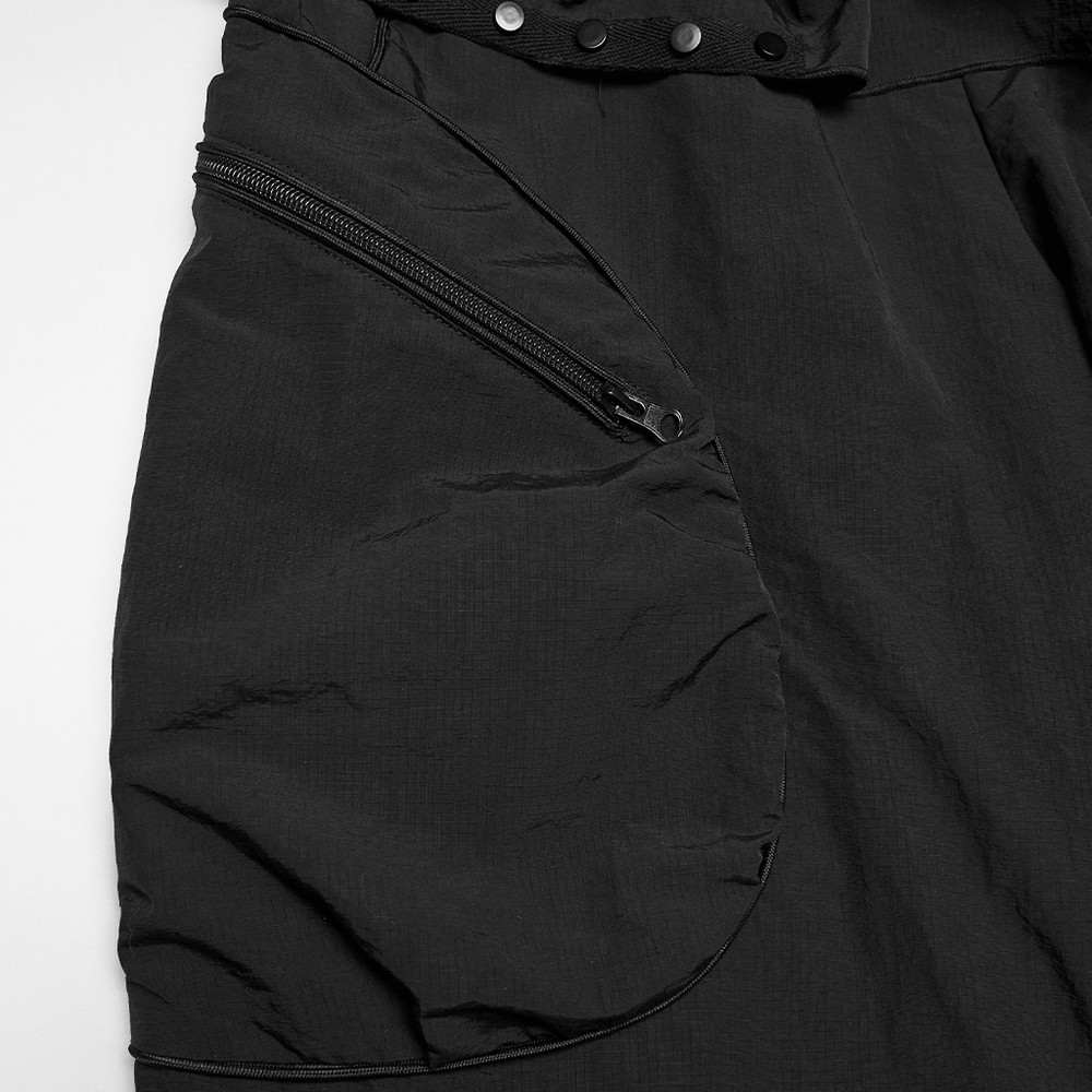Punk Cargo Cuffed Pants with Mesh Waist Details