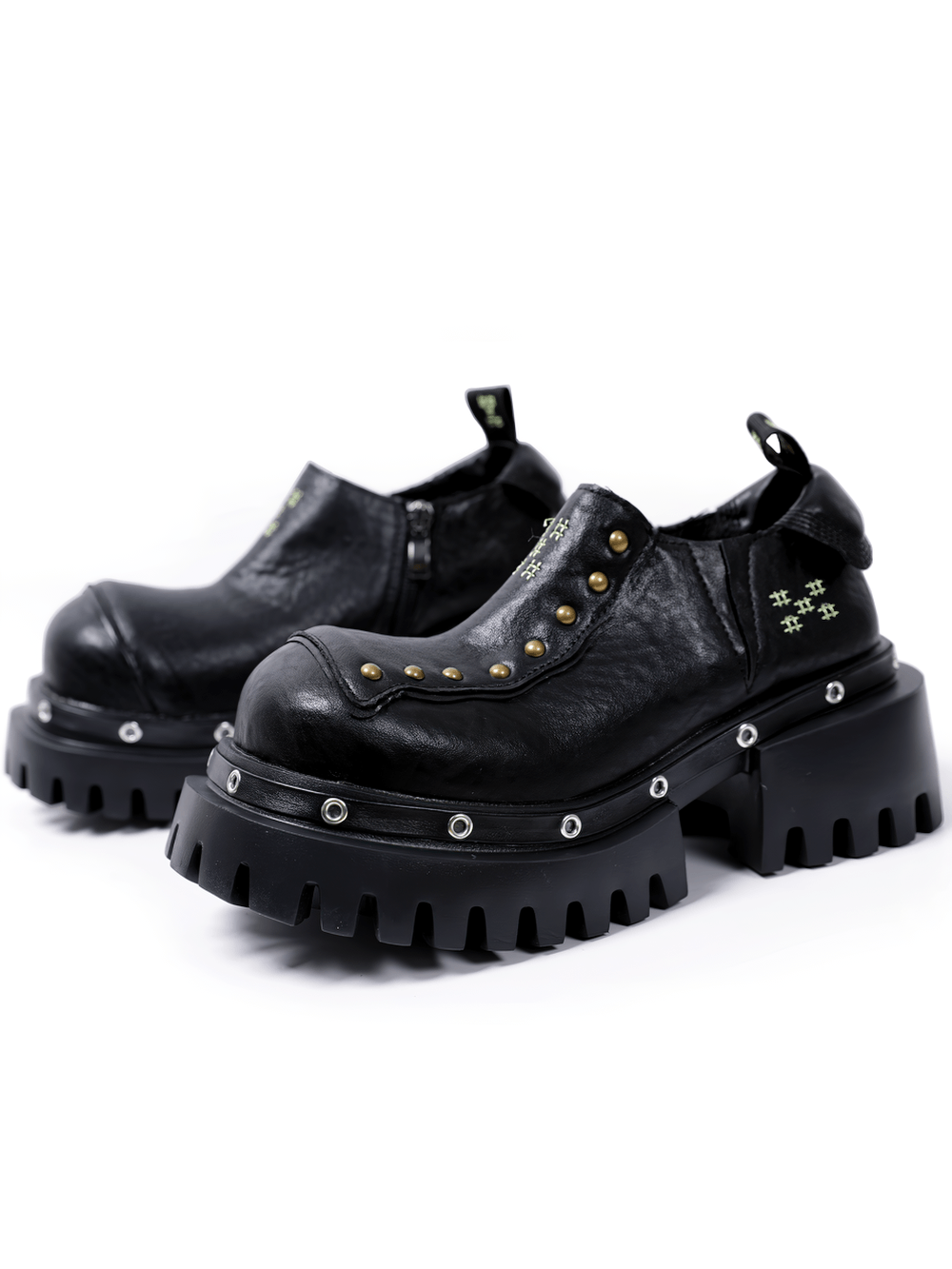 Punk Chunky Platform Shoes with Studded Trim