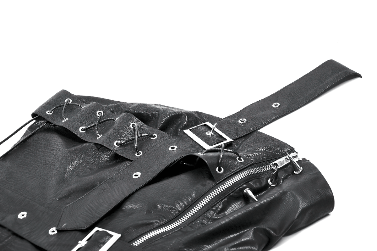 Punk Corset Top with Spiked Details and Zipper Closure