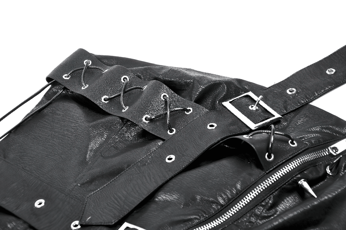 Punk Corset Top with Spiked Details and Zipper Closure