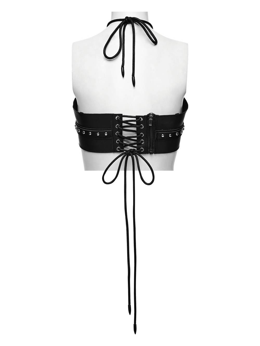 Punk Devil Eye Lace Up Faux Leather Bra Crop Top