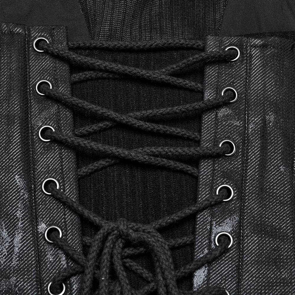 Punk Drawstring Tube Top with Zipper and Straps