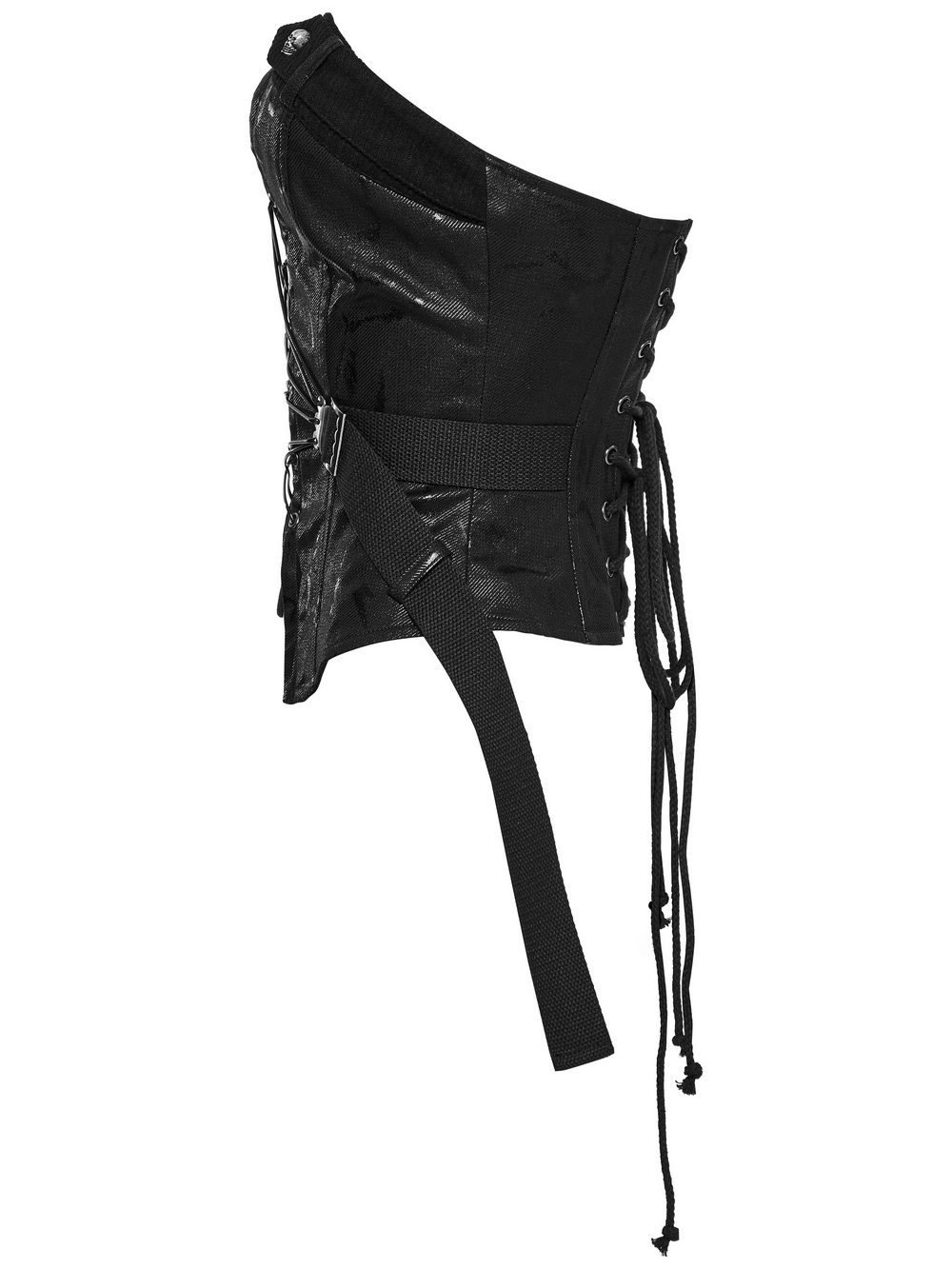 Punk Drawstring Tube Top with Zipper and Straps
