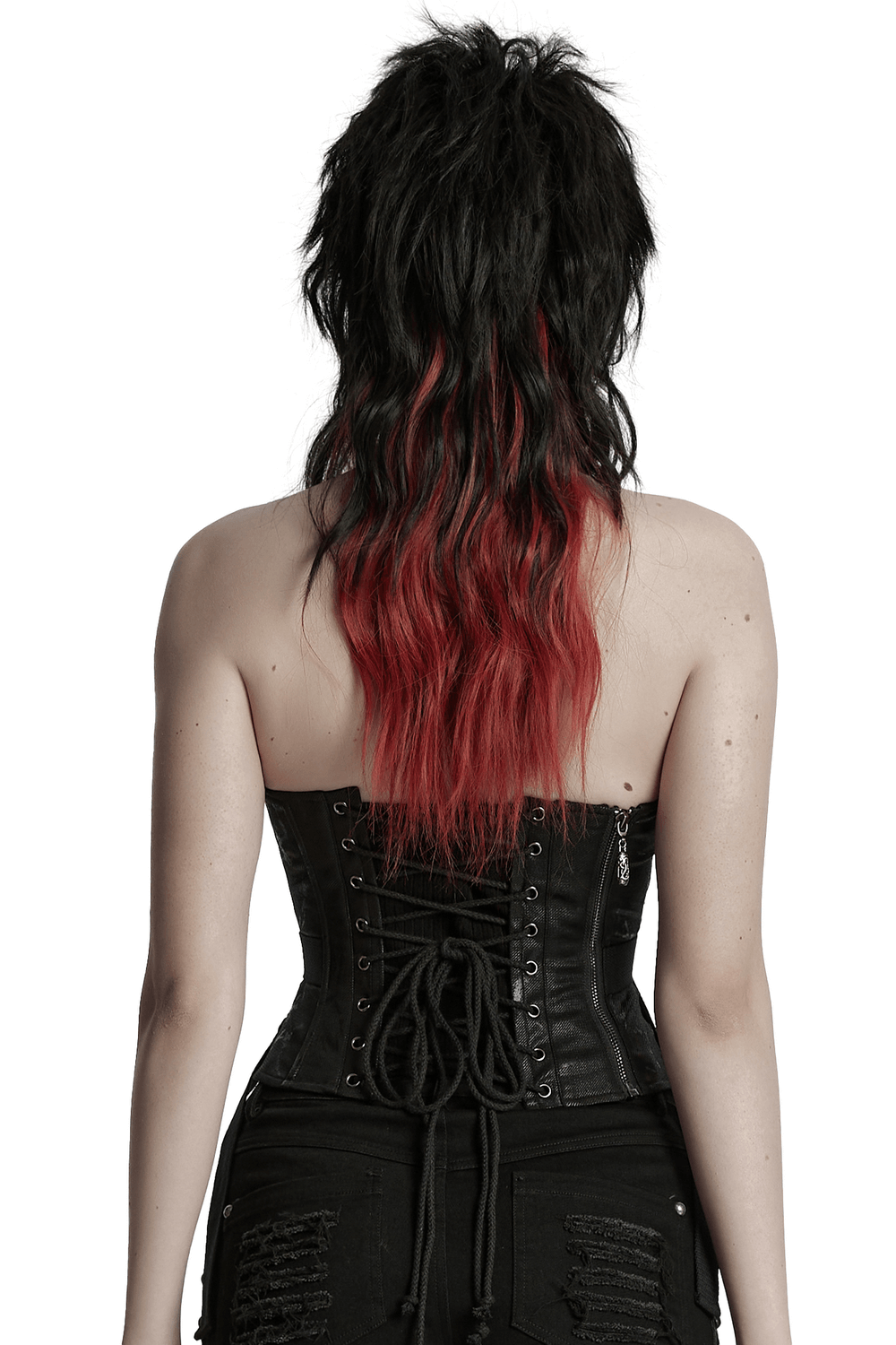 Punk Drawstring Tube Top with Zipper and Straps