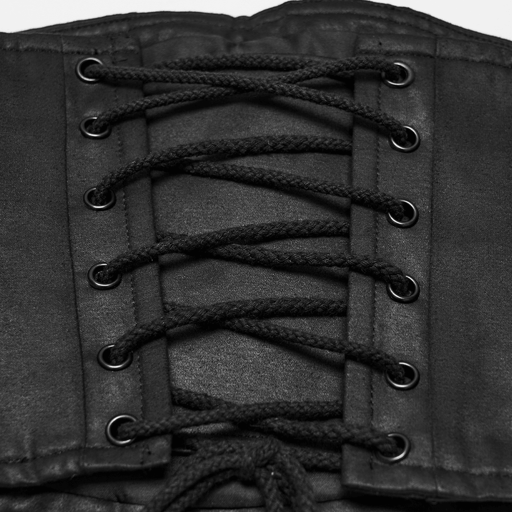 Punk Faux Leather Corset Belt with Mesh Panels