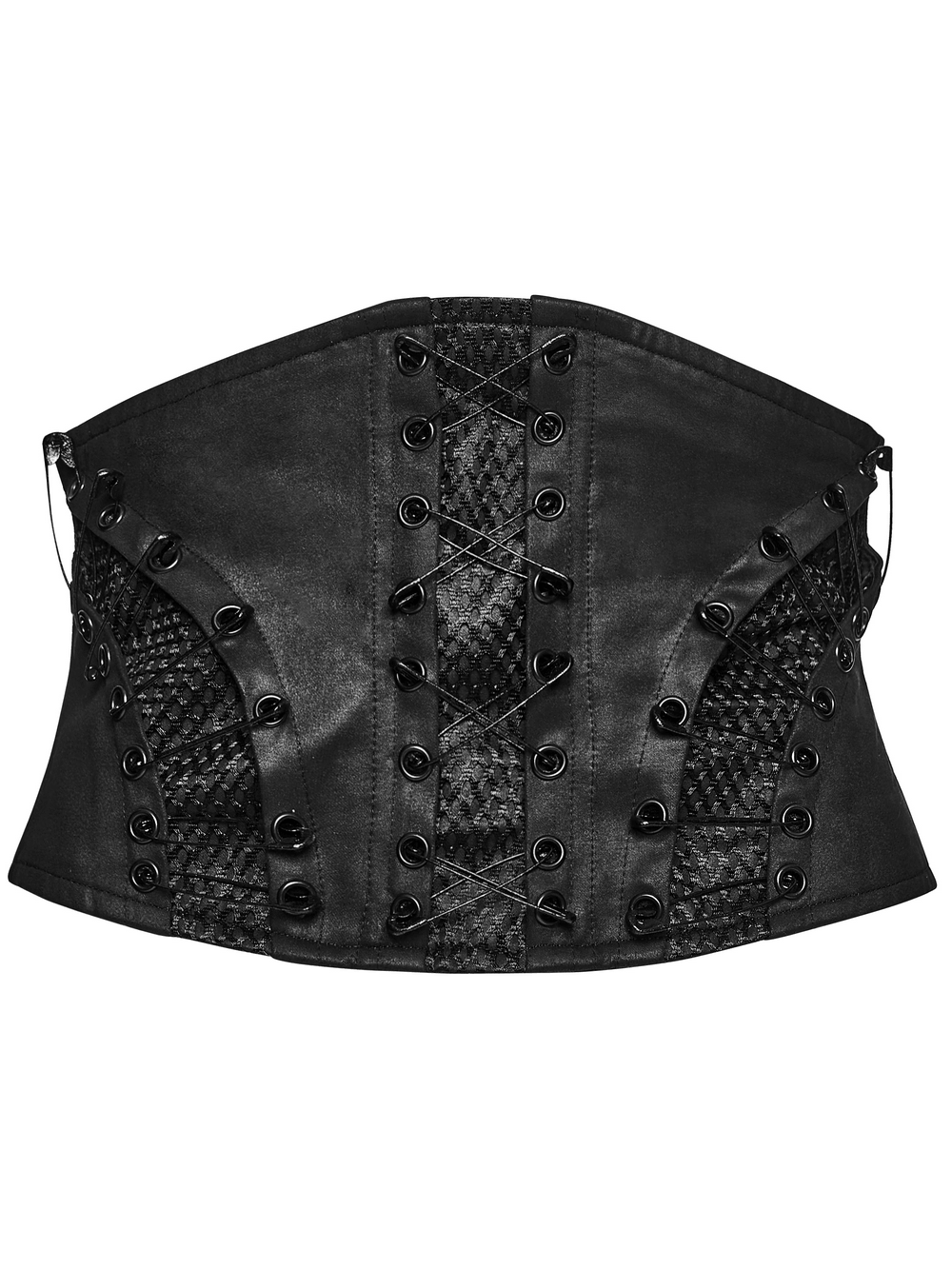 Punk Faux Leather Corset Belt with Mesh Panels