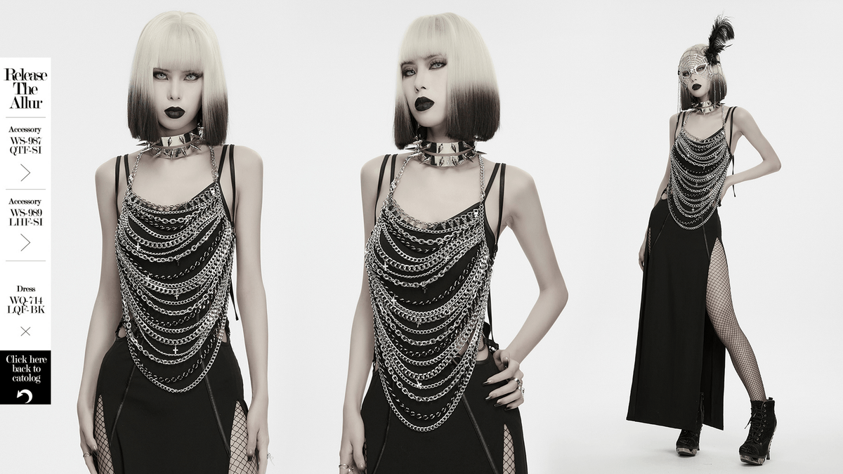Punk Gothic Layered Metal Chain Body Harness Accessory