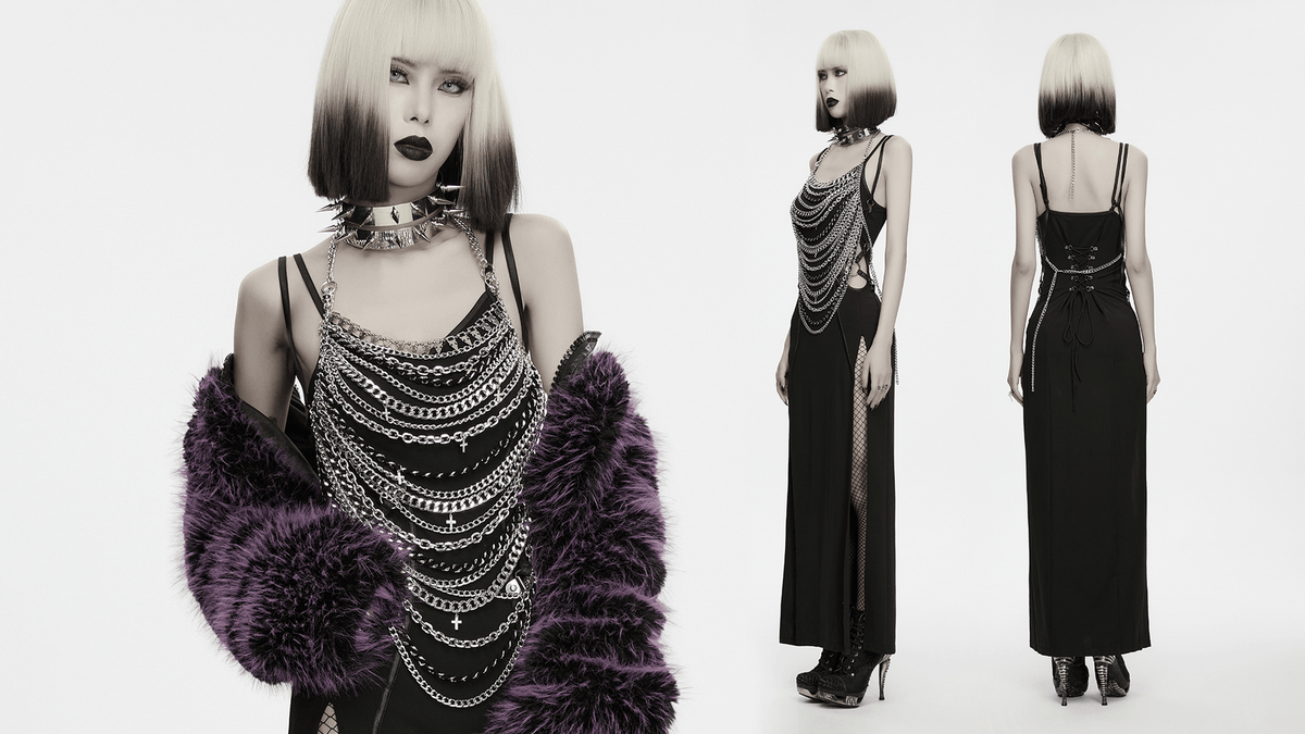 Punk Gothic Layered Metal Chain Body Harness Accessory
