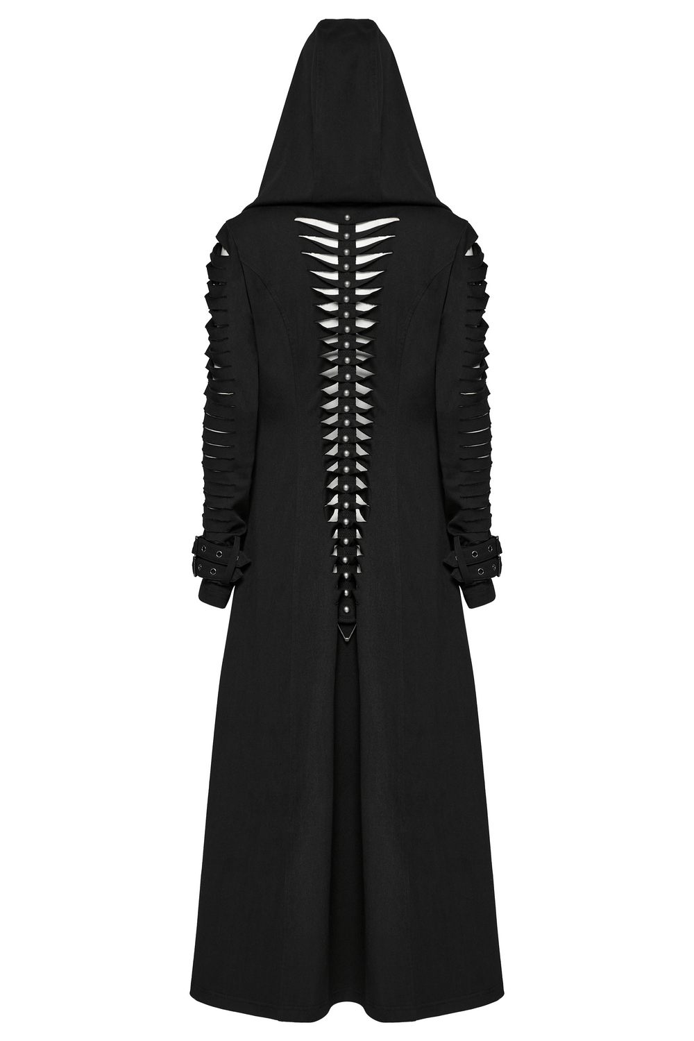 Punk Hooded Cut Washed Cape with Side Pockets and Loops
