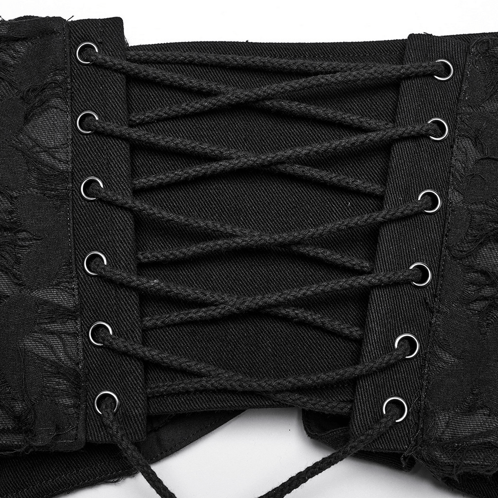 Punk Interlaced Corset Belt with Metal Studs and Zip